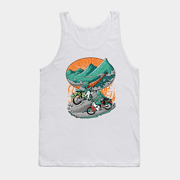 Turtle Biker Artwork Tank Top by Mako Design 